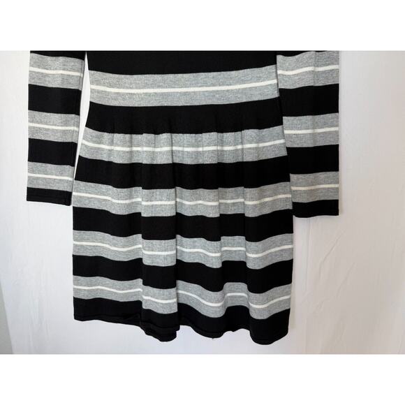 Eliza J Striped Sweater Dress Womens Size Medium Fit & Flare Gray Black White - Picture 7 of 11